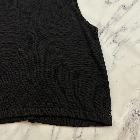 SML Sport Womens Vintage 90s Sweater Vest Size M Black Brown Floral Beaded Knit - Picture 8 of 9